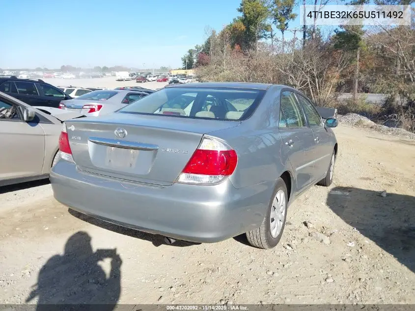 4T1BE32K65U511492 2005 Toyota Camry Le