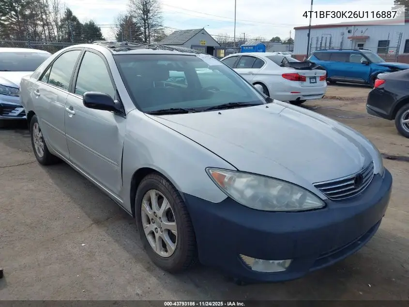4T1BF30K26U116887 2006 Toyota Camry Xle V6