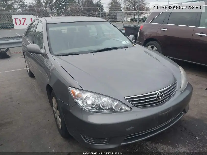 4T1BE32K86U728480 2006 Toyota Camry Le