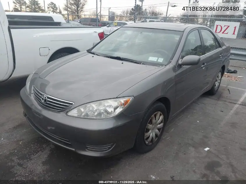 4T1BE32K86U728480 2006 Toyota Camry Le