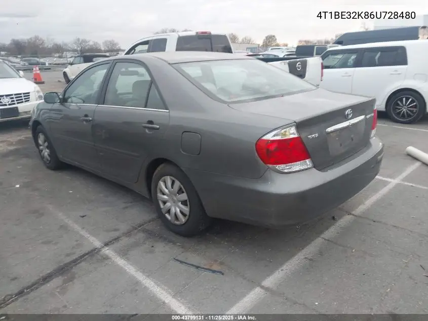 4T1BE32K86U728480 2006 Toyota Camry Le