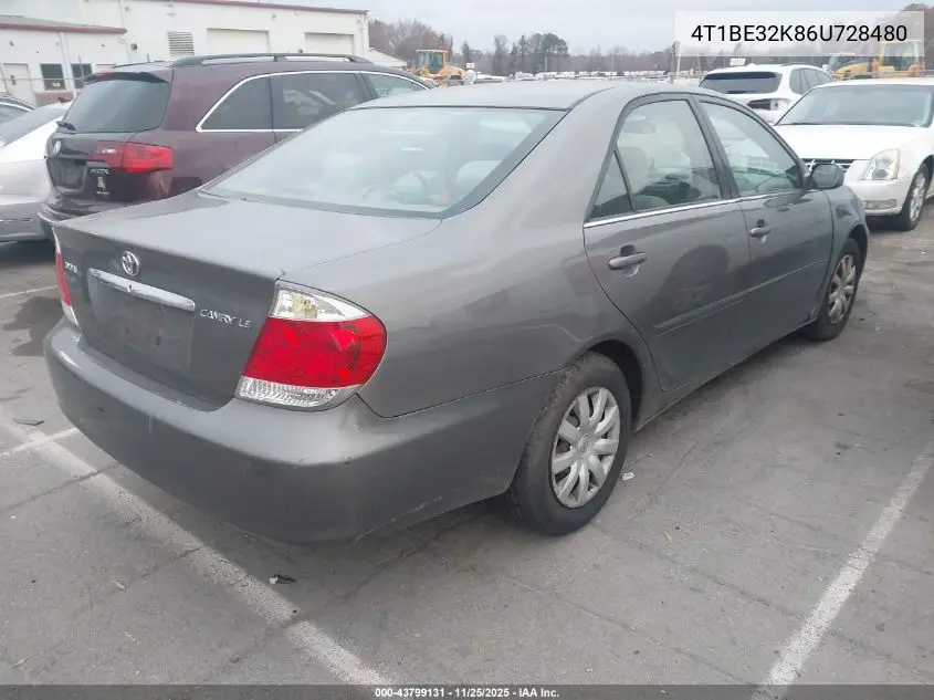 4T1BE32K86U728480 2006 Toyota Camry Le