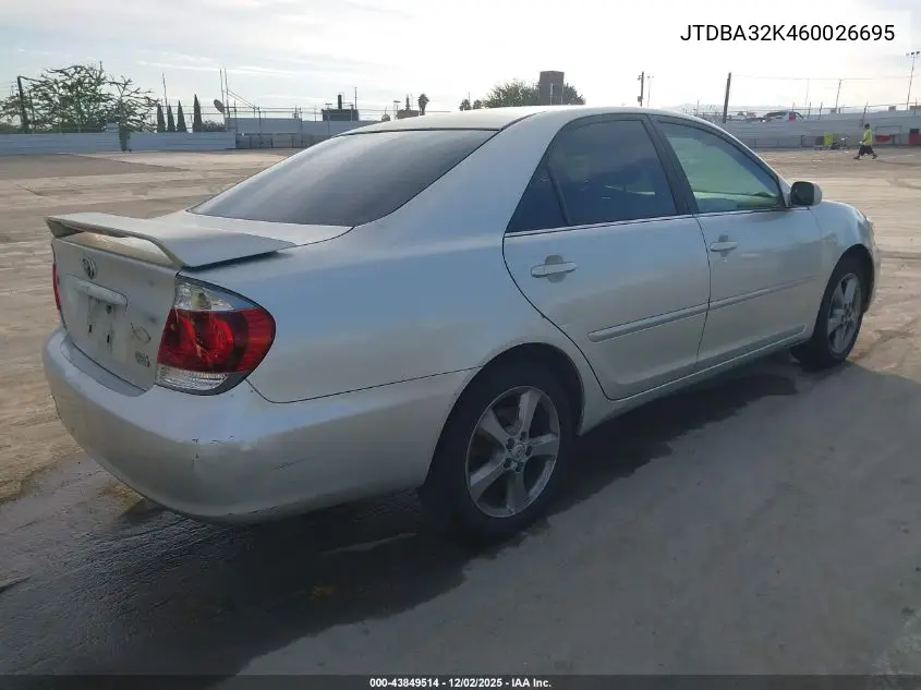 JTDBA32K460026695 2006 Toyota Camry Se V6