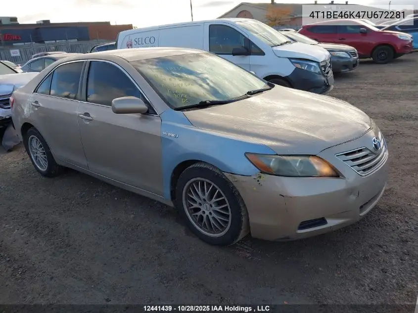4T1BE46K47U672281 2007 Toyota Camry Le/Se