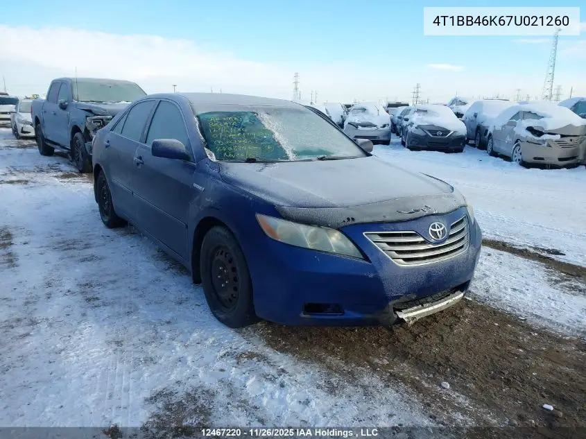 4T1BB46K67U021260 2007 Toyota Camry Hybrid