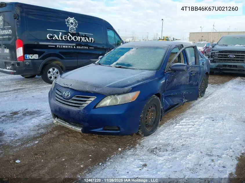 4T1BB46K67U021260 2007 Toyota Camry Hybrid