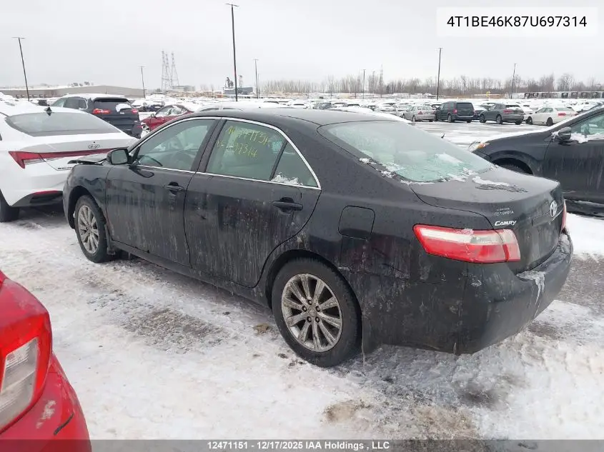4T1BE46K87U697314 2007 Toyota Camry Le/Se