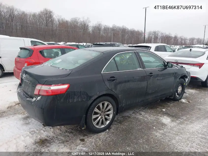 4T1BE46K87U697314 2007 Toyota Camry Le/Se