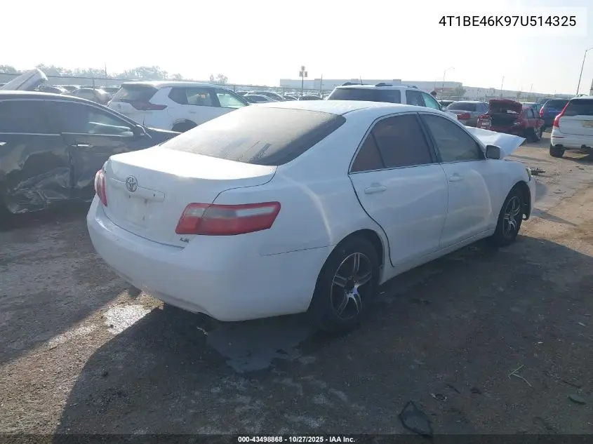 4T1BE46K97U514325 2007 Toyota Camry Le