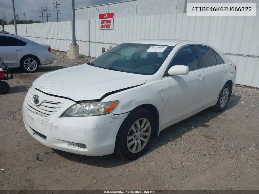 4T1BE46K67U666322 2007 Toyota Camry Le