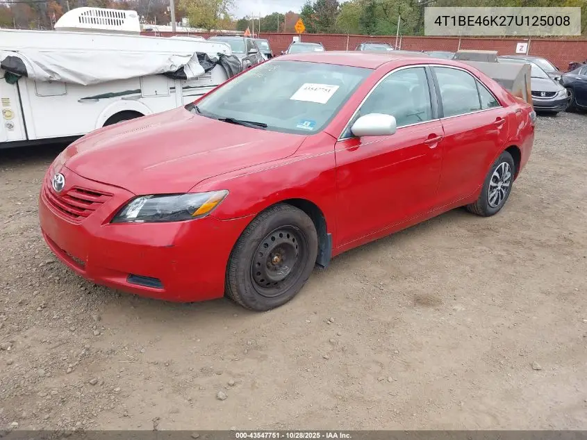 4T1BE46K27U125008 2007 Toyota Camry Le