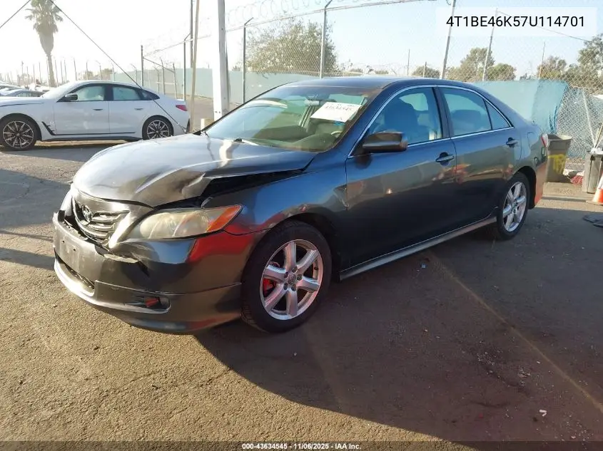 4T1BE46K57U114701 2007 Toyota Camry Se