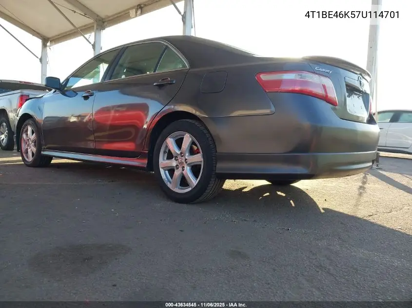 4T1BE46K57U114701 2007 Toyota Camry Se