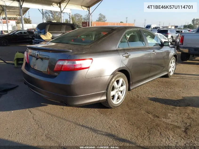 4T1BE46K57U114701 2007 Toyota Camry Se