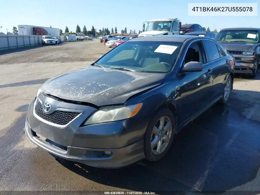 4T1BK46K27U555078 2007 Toyota Camry Se V6