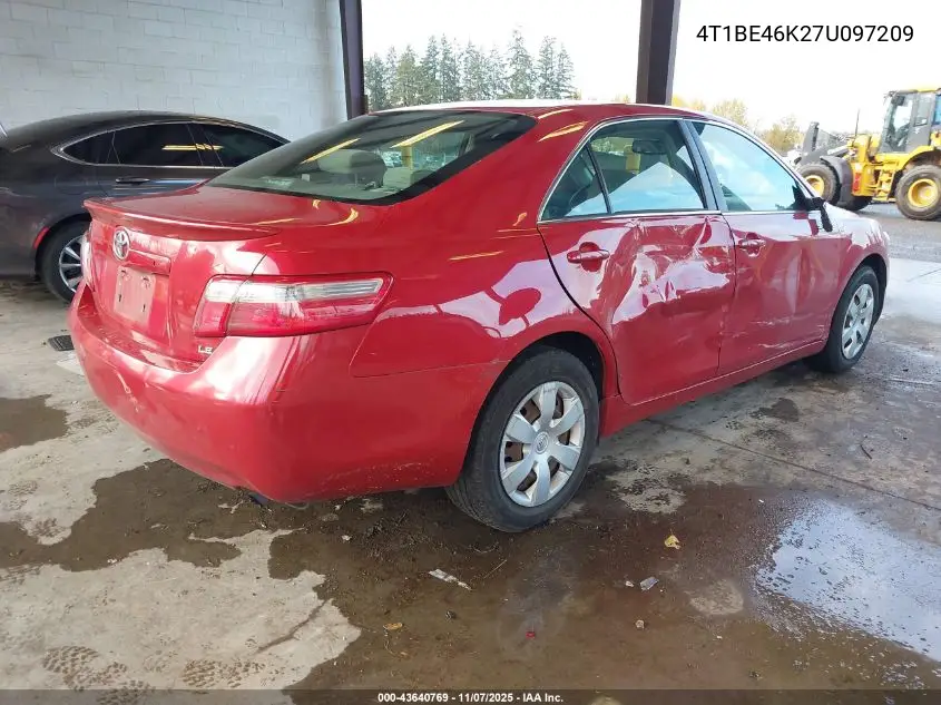 4T1BE46K27U097209 2007 Toyota Camry Le