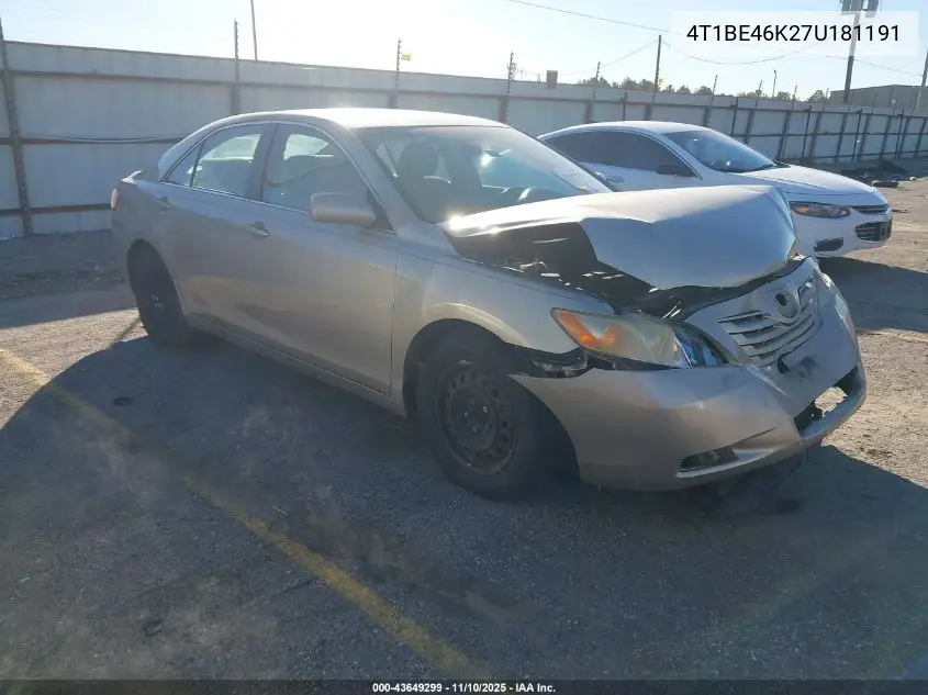 4T1BE46K27U181191 2007 Toyota Camry Le