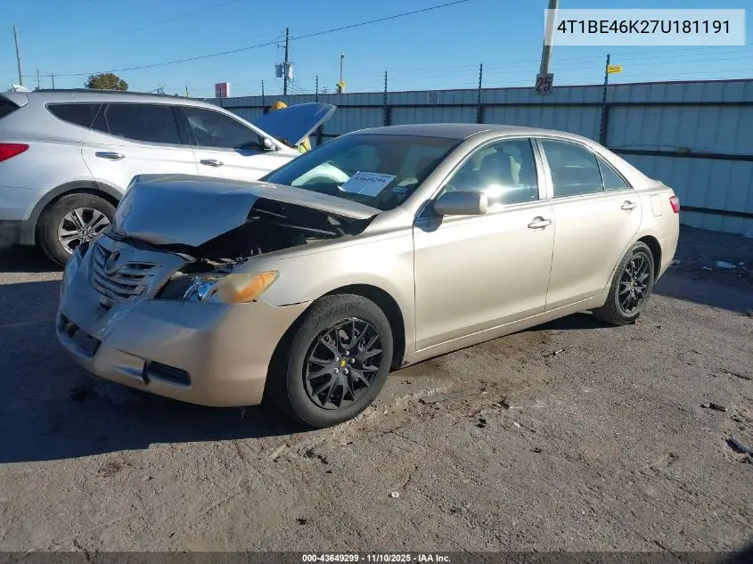 4T1BE46K27U181191 2007 Toyota Camry Le