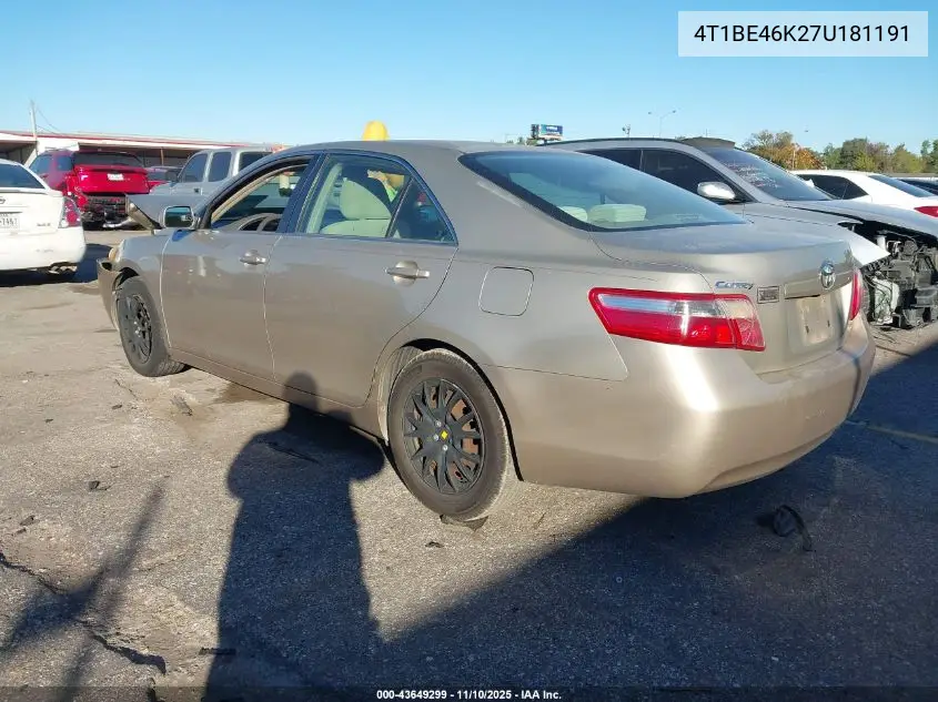 4T1BE46K27U181191 2007 Toyota Camry Le