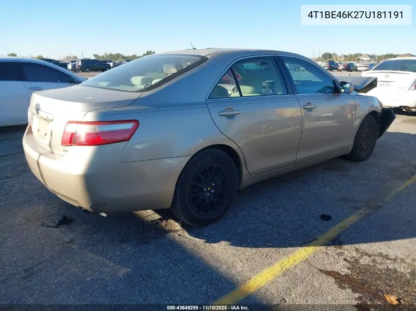 4T1BE46K27U181191 2007 Toyota Camry Le