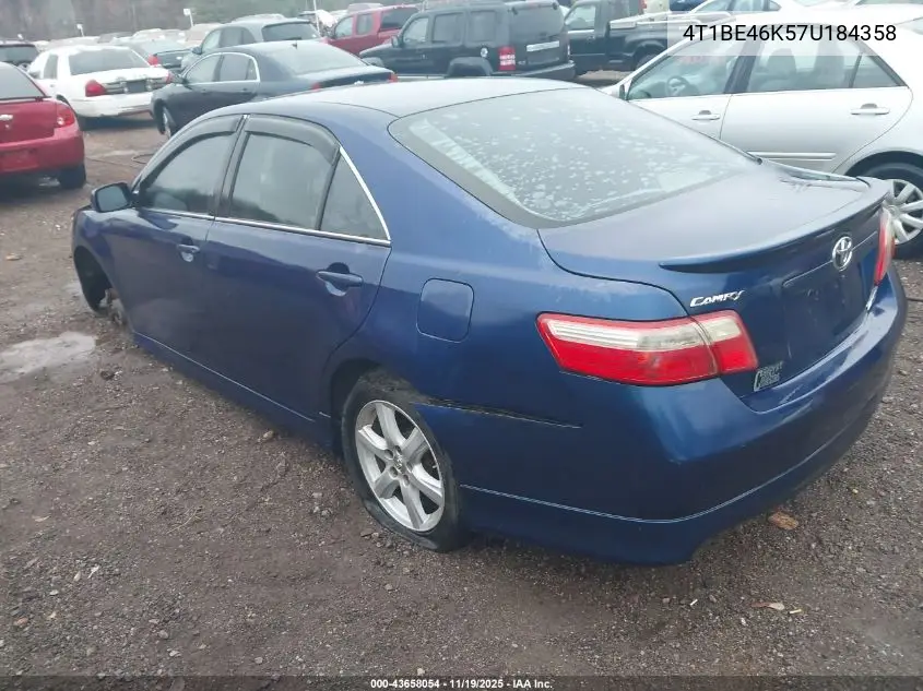 4T1BE46K57U184358 2007 Toyota Camry Se