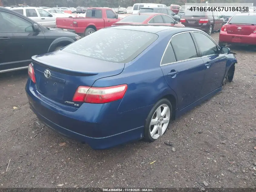 4T1BE46K57U184358 2007 Toyota Camry Se
