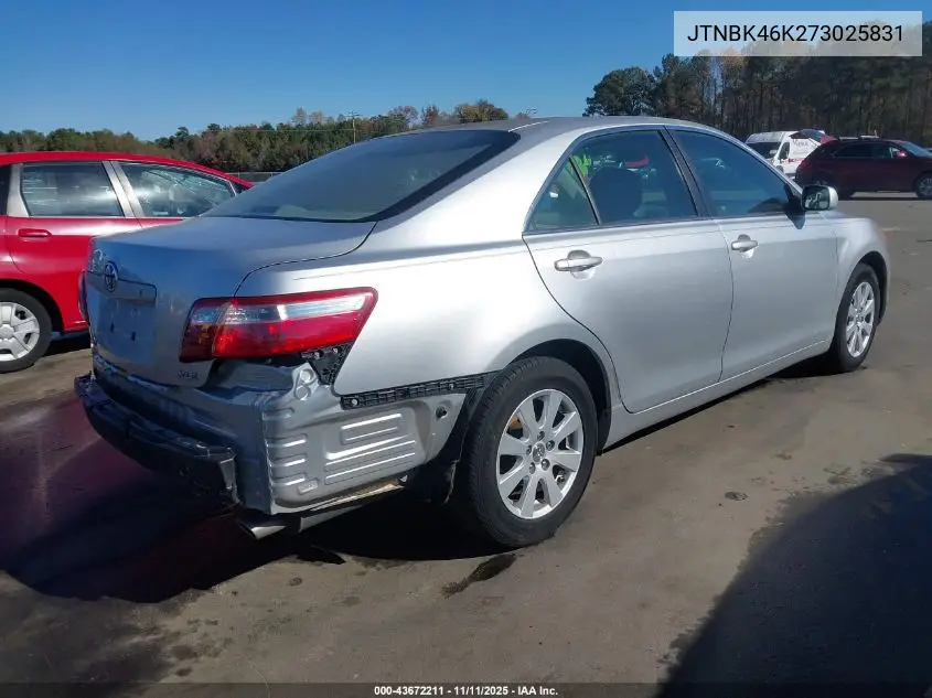 JTNBK46K273025831 2007 Toyota Camry Xle V6