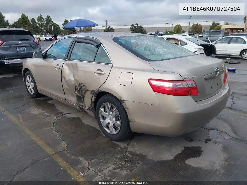 4T1BE46K07U727504 2007 Toyota Camry Le