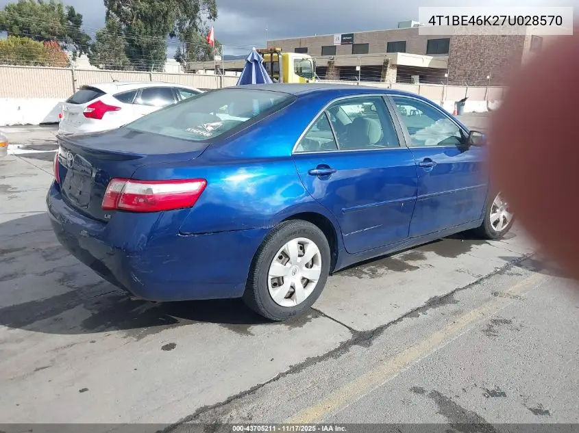 4T1BE46K27U028570 2007 Toyota Camry Le