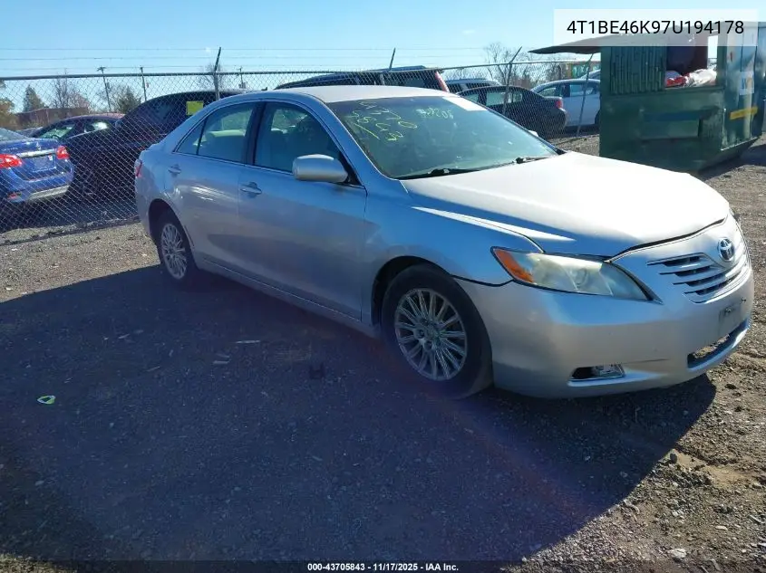 4T1BE46K97U194178 2007 Toyota Camry Le