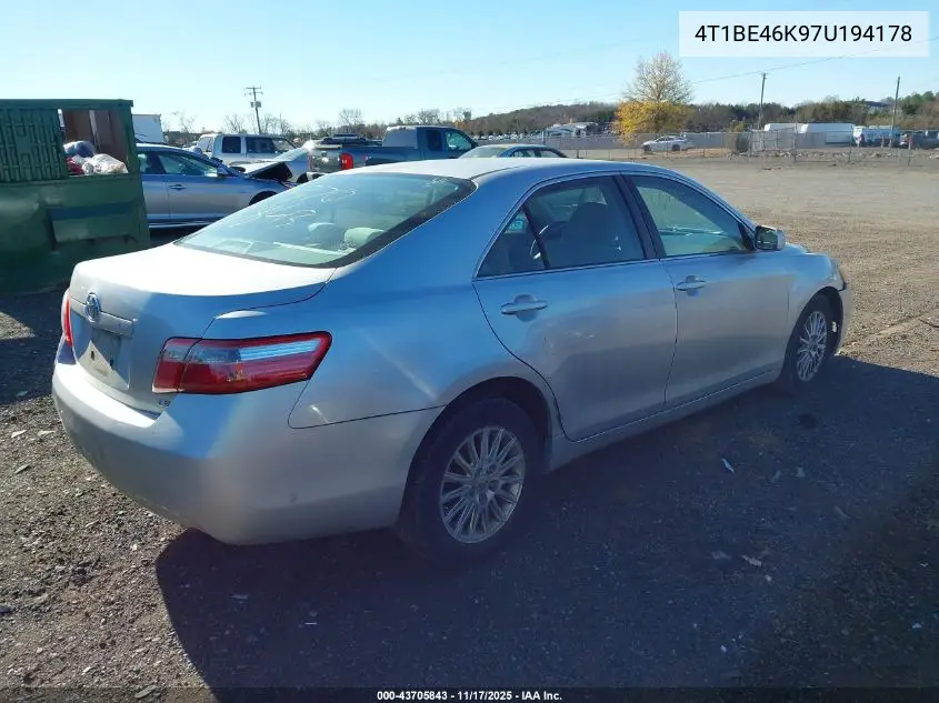 4T1BE46K97U194178 2007 Toyota Camry Le