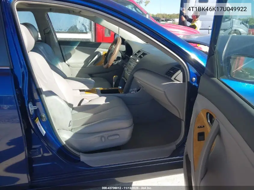 4T1BK46K17U049922 2007 Toyota Camry Xle V6