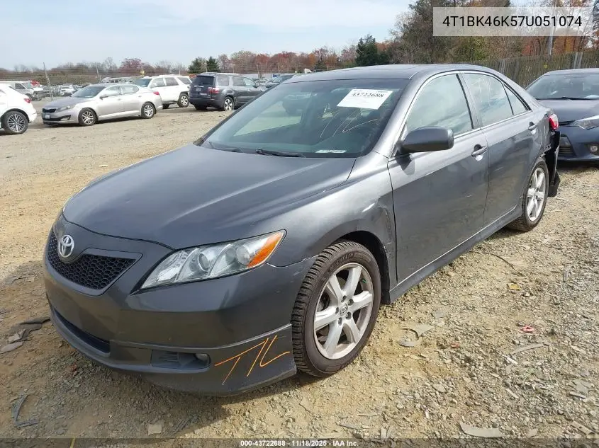 4T1BK46K57U051074 2007 Toyota Camry Se V6