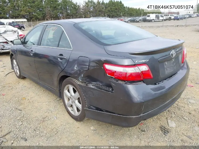 4T1BK46K57U051074 2007 Toyota Camry Se V6
