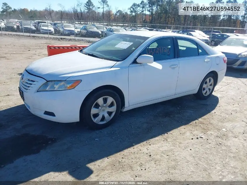4T1BE46K27U594552 2007 Toyota Camry Le