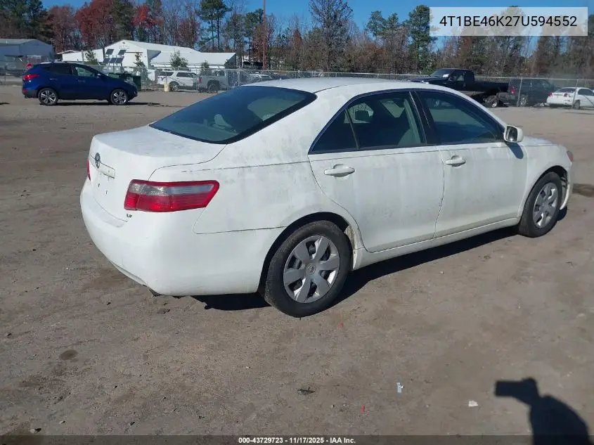 4T1BE46K27U594552 2007 Toyota Camry Le