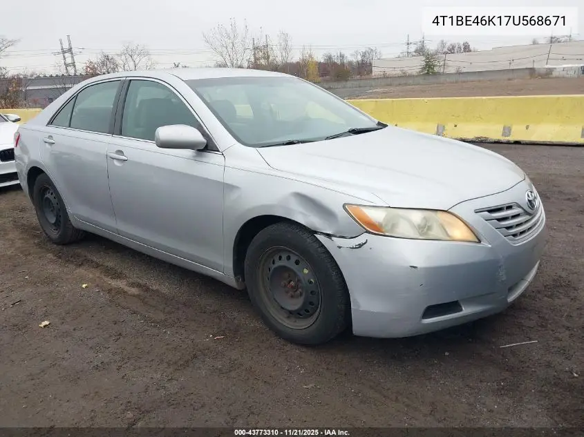 4T1BE46K17U568671 2007 Toyota Camry Le