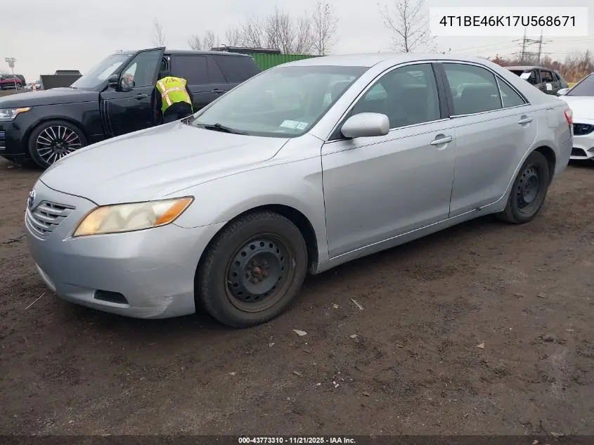 4T1BE46K17U568671 2007 Toyota Camry Le