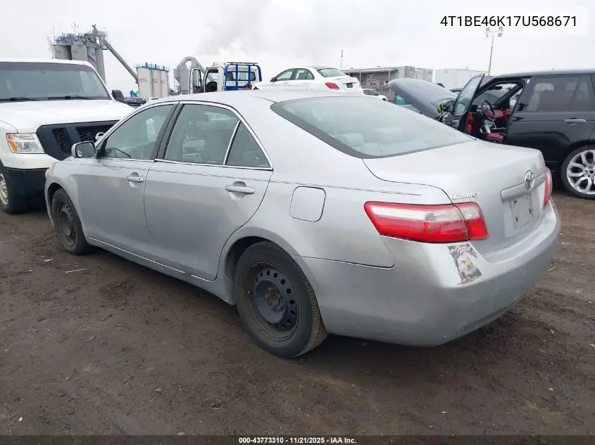 4T1BE46K17U568671 2007 Toyota Camry Le