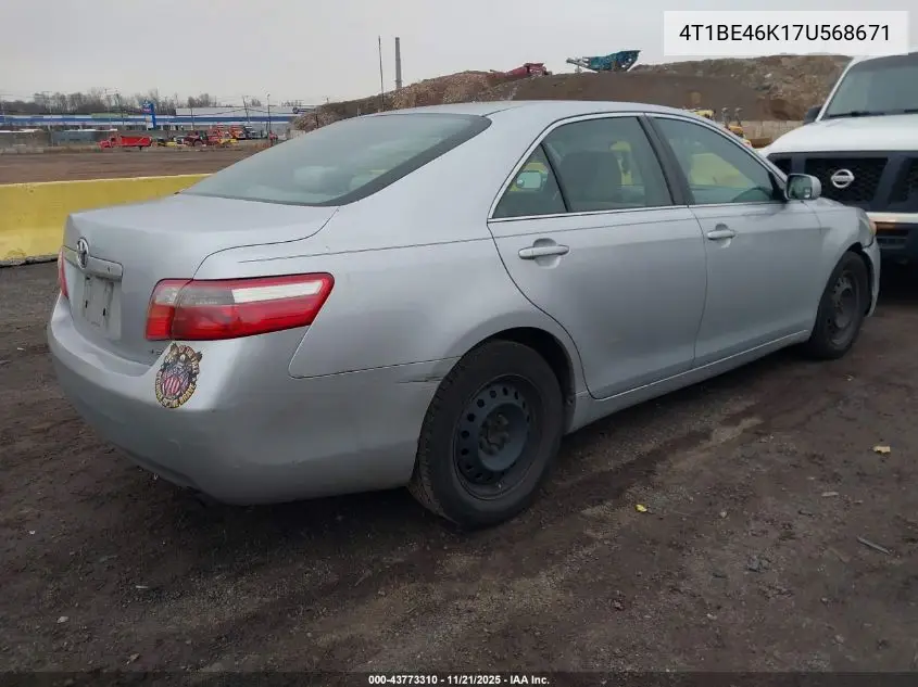 4T1BE46K17U568671 2007 Toyota Camry Le