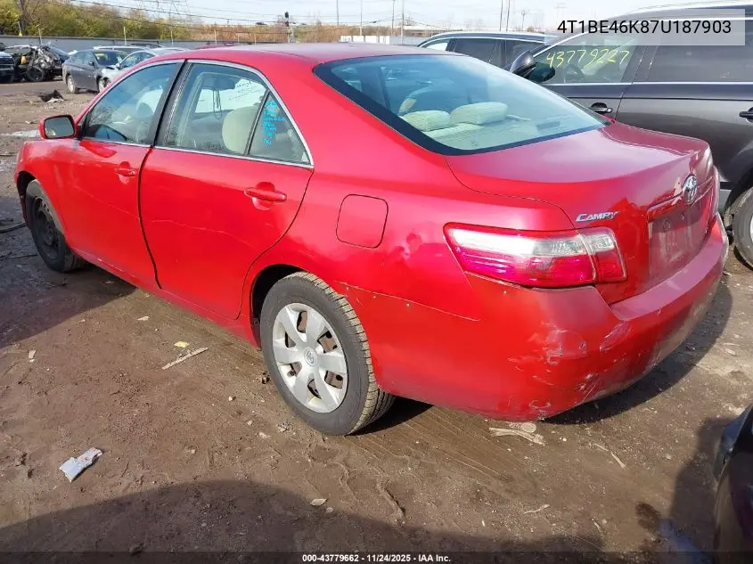 4T1BE46K87U187903 2007 Toyota Camry Le