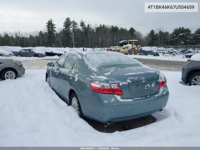 4T1BK46K67U554659 2007 Toyota Camry Le V6
