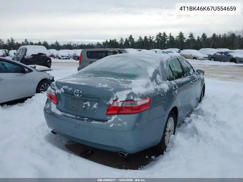 4T1BK46K67U554659 2007 Toyota Camry Le V6