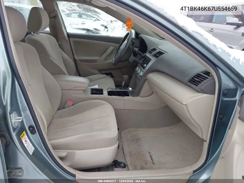 4T1BK46K67U554659 2007 Toyota Camry Le V6