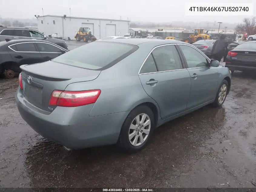4T1BK46K67U520740 2007 Toyota Camry Xle V6