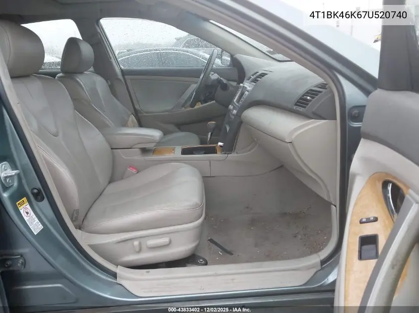 4T1BK46K67U520740 2007 Toyota Camry Xle V6