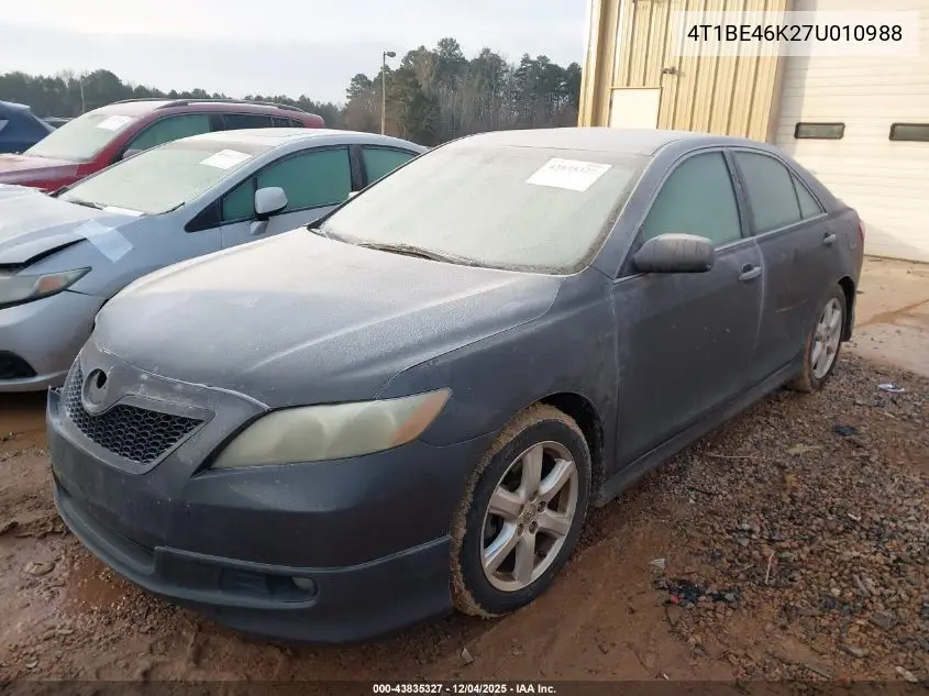 4T1BE46K27U010988 2007 Toyota Camry Se