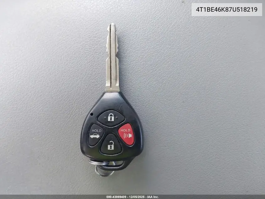 4T1BE46K87U518219 2007 Toyota Camry Le