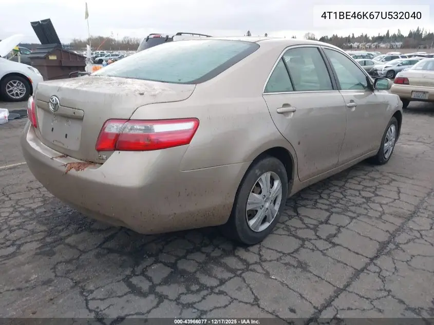 4T1BE46K67U532040 2007 Toyota Camry Le