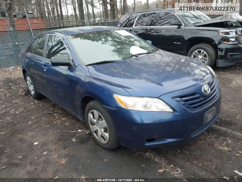 4T1BE46K87U022370 2007 Toyota Camry Le